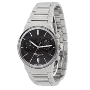 Salvatore Ferragamo Sapphire Chrono Black Dial Silver Steel Strap Watch for Men - SFME00321