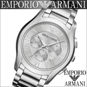 Emporio Armani Valente Chronograph Silver Dial Silver Steel Strap Watch For Men - AR11081