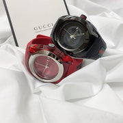 Gucci Sync Quartz Red Dial Red Rubber Strap Watch For Women - YA137303