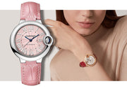 Cartier Ballon Blue De Cartier Pink Dial Pink Leather Strap Watch for Women - WSBB0031