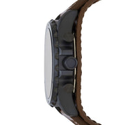 Fossil Nate Chronograph Brown Dial Brown Leather Strap Watch for Men - JR1511