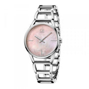 Calvin Klein Stately Pink Mother of Pearl Dial Silver Steel Strap Watch for Women - K3G2312E