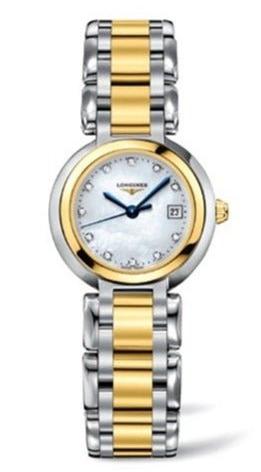 Longines PrimaLuna Quartz Diamonds Mother of Pearl Dial Two Tone Steel Strap Watch for Women - L8.110.5.93.6
