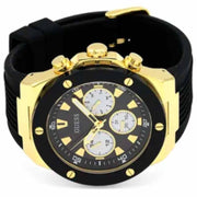 Guess Poseidon Chronograph Black Dial Black Rubber Strap Watch for Men - GW0057G1