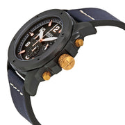 Fossil Modern Machine Chronograph Black Dial Blue Leather Strap Watch for Men - FS5066