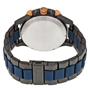 Fossil Nate Chronograph Blue Dial Two Tone Steel Strap Watch for Men - JR1494
