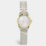 Gucci G Timeless Diamonds Mother of Pearl Dial Two Tone Mesh Bracelet Watch for Women - YA126513
