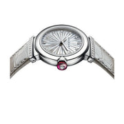 Bvlgari LVCEA Diamonds Silver Mother of Pearl Dial Silver Leather Strap Watch for Women - LVCEA103367
