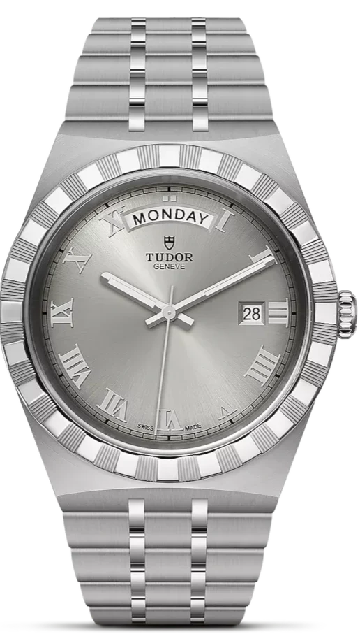 Tudor Royal Day Date Diamonds Automatic Silver Dial Silver Steel Strap Watch for Men - M28600-0002