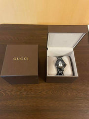 Gucci G Timeless Ghost Black Dial Black Leather Strap Watch For Men - YA1264018