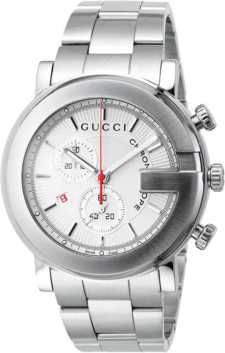 Gucci G Chrono Chronograph White Dial Silver Steel Strap Watch For Men - YA101339