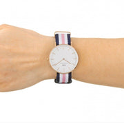 Daniel Wellington Classic South Hampton White Dial Two Tone Nylon Strap Watch For Women - DW00100034