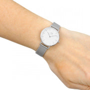 Daniel Wellington Petite Sterling White Dial Silver Mesh Bracelet Watch For Women - DW00100220