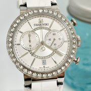Swarovski Citra Sphere Chronograph White Dial White Leather Strap Watch for Women - 5027127