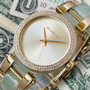 Michael Kors Delray Rose Gold Dial Two Tone Steel Strap Watch for Women - MK4317