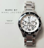 Marc Jacobs Rock Chronograph White Dial Silver Steel Strap Watch for Men - MBM5027