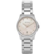 Gucci G Timeless Diamonds Mother of Pearl Dial Silver Steel Strap Watch For Women - YA126542