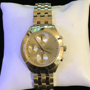 Marc Jacobs Peeker Chronograph Gold Dial Gold Steel Strap Watch for Women - MBM3393