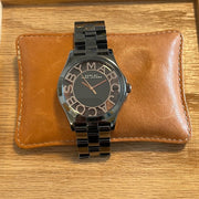 Marc Jacobs Henry Transparent Black Dial Black Steel Strap Watch for Women - MBM3255