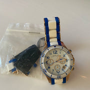 Marc Jacobs Rock Chronograph White Dial Two Tone Silicone Strap Watch for Women - MBM2594