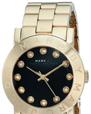 Marc Jacobs Amy Glitz Black Dial Gold Steel Strap Watch for Women - MBM3334