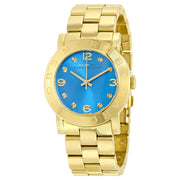 Marc Jacobs Amy Blue Dial Gold Steel Strap Watch for Women - MBM3303