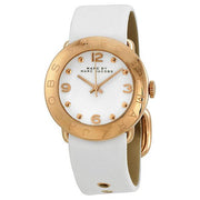 Marc Jacobs Amy White Dial White Leather Strap Watch for Women - MBM1180