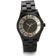Marc Jacobs Henry Transparent Black Dial Black Steel Strap Watch for Women - MBM3255