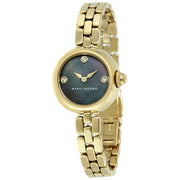 Marc Jacobs Courtney Mother of Pearl Black Dial Gold Steel Strap Watch for Women - MJ3460