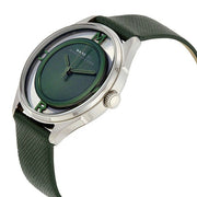 Marc Jacobs Tether Transparent Green Dial Green Leather Strap Watch for Women - MBM1378