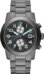 Marc Jacobs Larry Chronograph Black Dial Gunmetal Grey Steel Strap Watch for Men - MBM5031