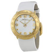 Marc Jacobs Amy White Dial White Leather Strap Watch for Women - MBM1150