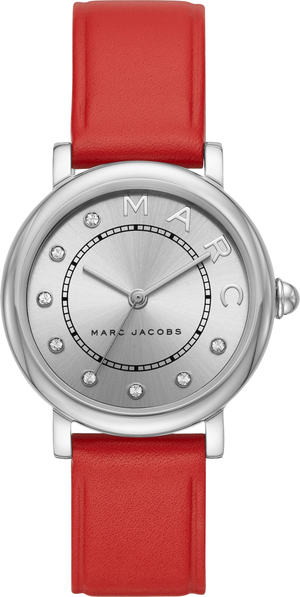 Marc Jacobs Roxy Silver Dial Red Leather Strap Watch for Women - MJ1632