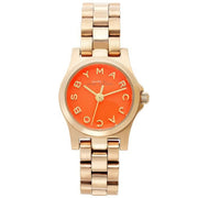 Marc Jacobs Henry Dinky Red Dial Gold Steel Strap Watch for Women - MBM3202