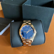 Marc Jacobs Henry Blue Dial Rose Gold Steel Strap Watch for Women - MBM3213