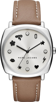 Marc Jacobs Mandy Silver Dial Brown Leather Strap Watch for Women - MJ1563