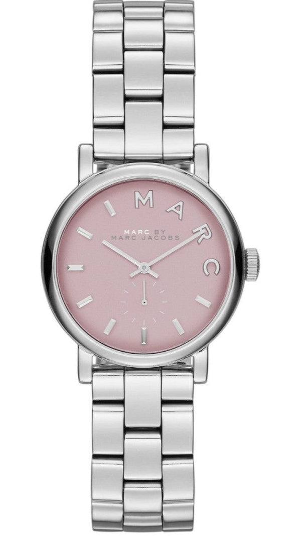 Marc Jacobs Baker Pink Dial Silver Steel Strap Watch for Women - MBM3283