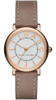 Marc Jacobs Roxy White Dial Light Brown Leather Strap Watch for Women - MJ1538