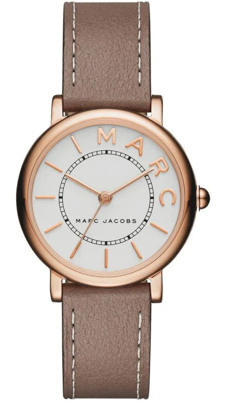Marc Jacobs Roxy White Dial Light Brown Leather Strap Watch for Women - MJ1538