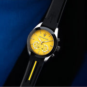 Maserati Traguardo Chronograph Yellow Dial Black Silicone Strap Watch For Men - R8871612045