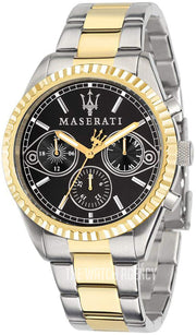 Maserati Competizione Chronograph Black Dial Two Tone Steel Strap Watch For Men - R8853100016