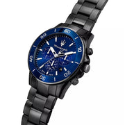Maserati Competizione Chronograph Blue Dial Black Steel Strap Watch For Men - R8873600005