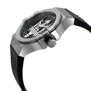 Maserati Potenza Automatic Black Dial Black Leather Strap Watch For Men - R8821108038