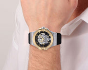 Maserati Potenza Automatic Skeleton Dial Black Leather Strap Watch For Men - R8821108011