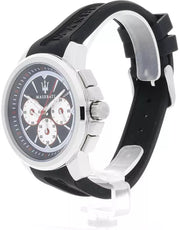 Maserati SFIDA Chronograph Black Silver Dial Black Rubber Strap Watch For Men - R8851123001