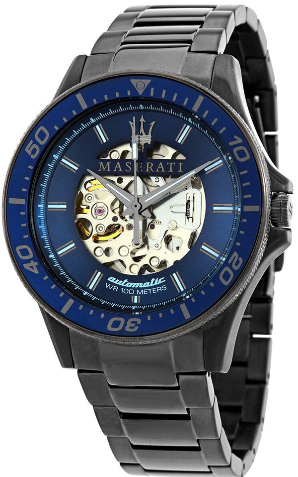 Maserati SFIDA Automatic Blue Dial Silver Steel Strap Watch For Men - R8823140001