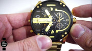 Diesel Mr Daddy 2.0 Chronograph Black Dial Gold Steel Strap Watch For Men - DZ7333