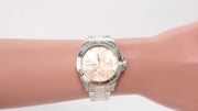 Hugo Boss Premiere Chronorgaph Rose Gold Dial Silver Steel Strap Watch for Women - 1502444