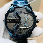 Diesel Daddy 2.0 Chronograph Grey Dial Blue Steel Strap Watch For Men - DZ7414