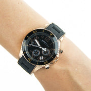 Marc Jacobs Rock Chronograph Black Dial Black Silicone Strap Watch for Women - MBM2553